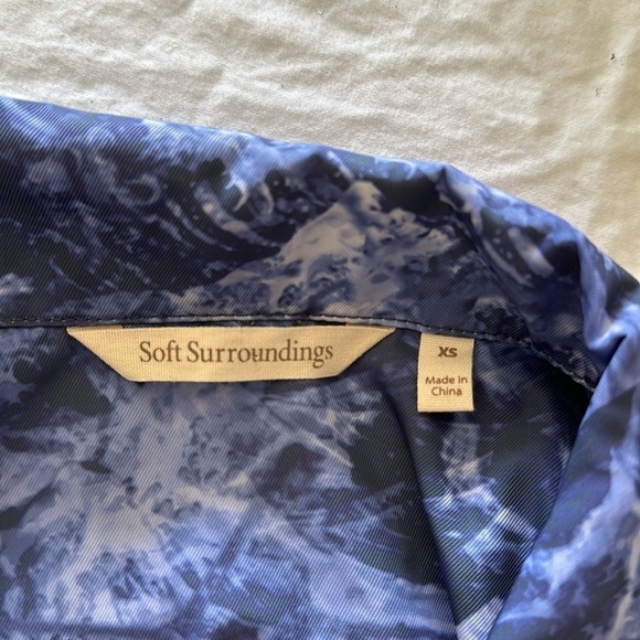 Soft Surroundings Cinched Waist Marble Printed Windbreaker Jacket, XS - Picture 12 of 13